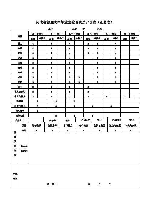 综合素质评价表