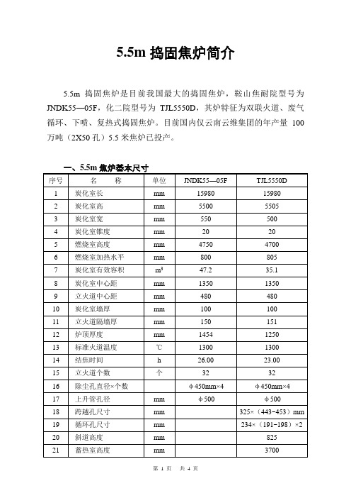 5.5m捣固焦炉简介