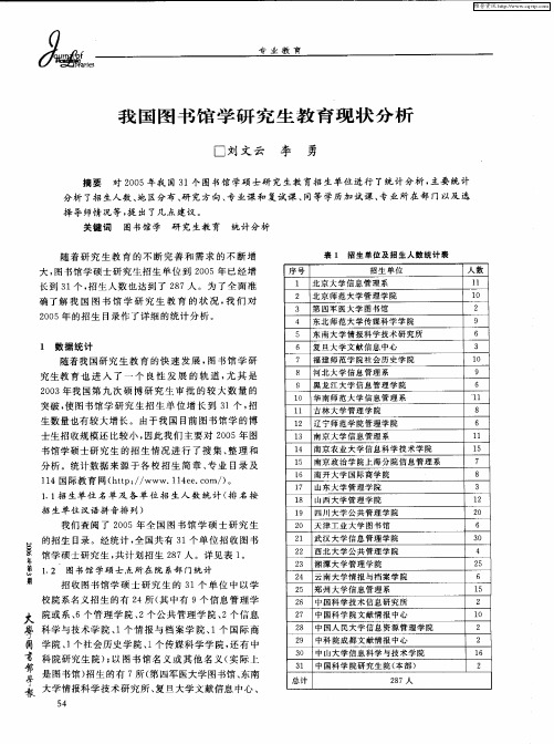 我国图书馆学研究生教育现状分析