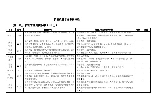 护理质量管理考核标准