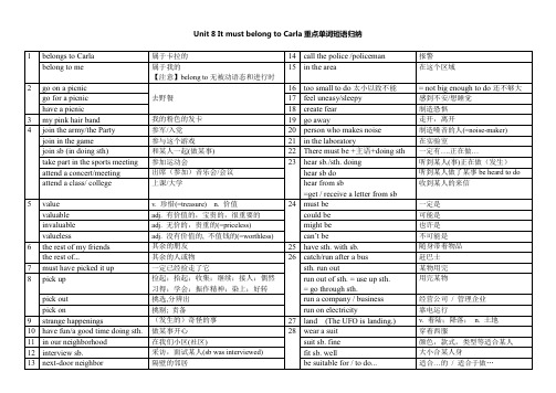 人教版九年级英语unit 8重点短语句子归纳(中考读背材料)