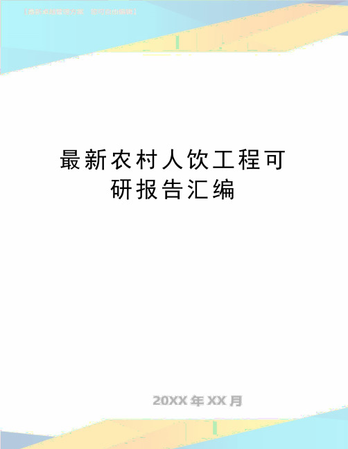 最新农村人饮工程可研报告汇编