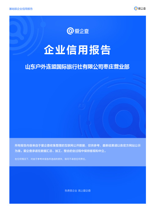 企业信用报告_山东户外连盟国际旅行社有限公司枣庄营业部