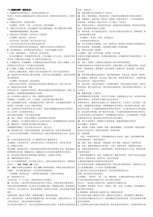 中国农业大学动物生理学研究生入学考试历年真题