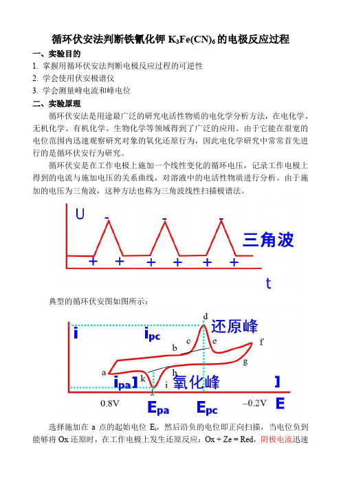 循环伏安法判断铁氰化钾K3Fe(CN)6的电极反应过程