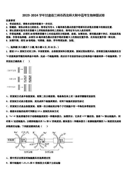 2023-2024学年甘肃省兰州市西北师大附中高考生物押题试卷含解析