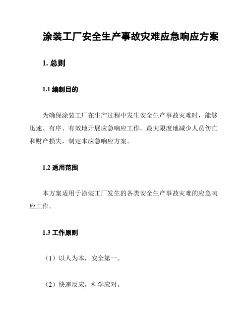 涂装工厂安全生产事故灾难应急响应方案