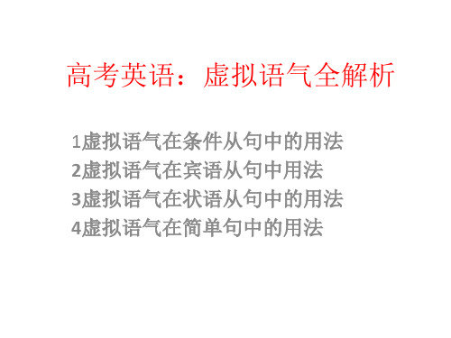 高考英语:虚拟语气全解析(含具体讲解,习题及答案)