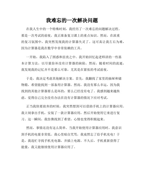 我难忘的一次解决问题