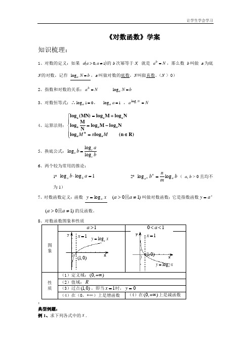 苏教版高中数学必修一对数函案