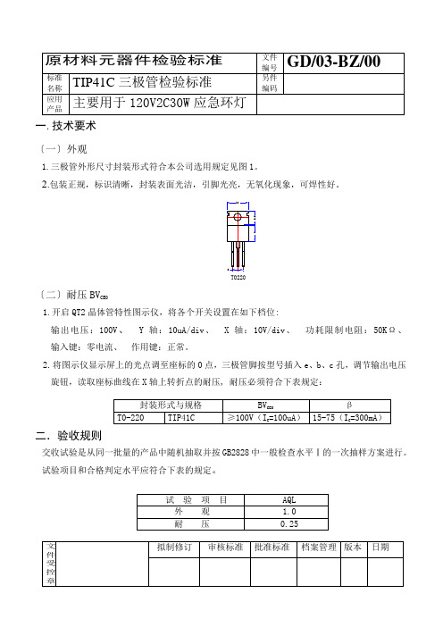 TIP41C三极管检验标准