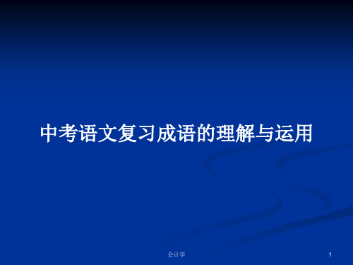 中考语文复习成语的理解与运用PPT学习教案