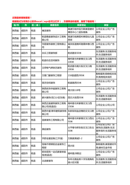 2020新版陕西省咸阳市乾县装修公司工商企业公司商家名录名单黄页联系方式电话大全20家