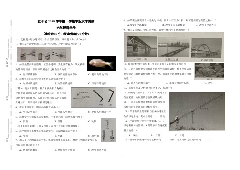 六年级上册科学试题- 浙江省杭州市江干区2018 年期末试卷教科版 含答案