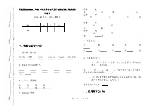 科教版综合混合二年级下学期小学语文期中模拟试卷A卷课后知识练习