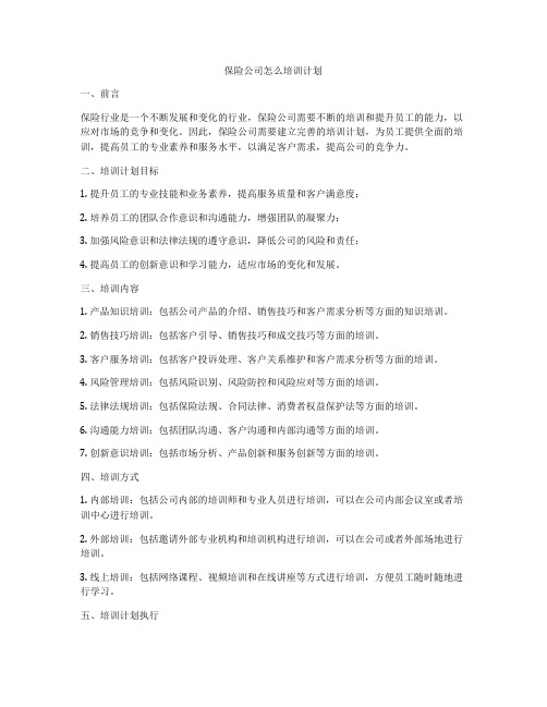 保险公司怎么培训计划