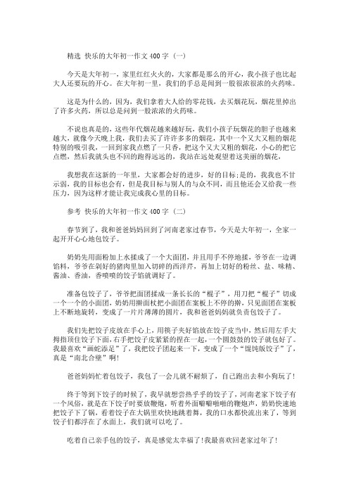 精选最新快乐的大年初一作文400字5篇