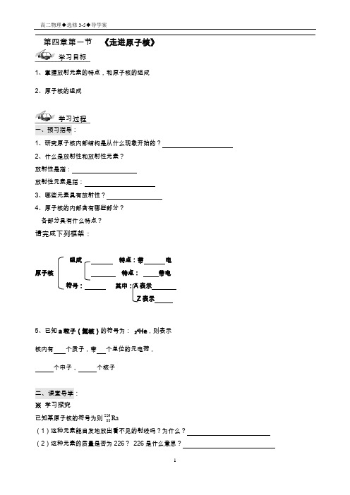 粤教版高中物理3-5第四章原子核导学案