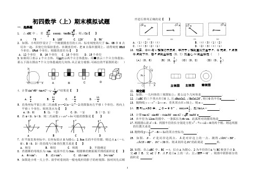 初四数学(上)期末模拟试题