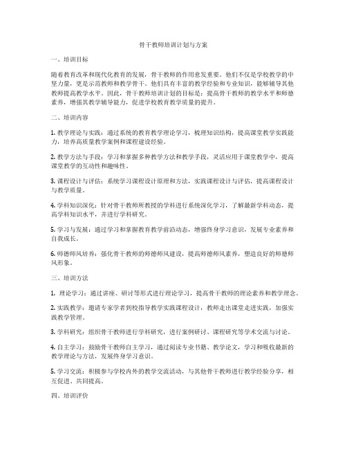 骨干教师培训计划与方案