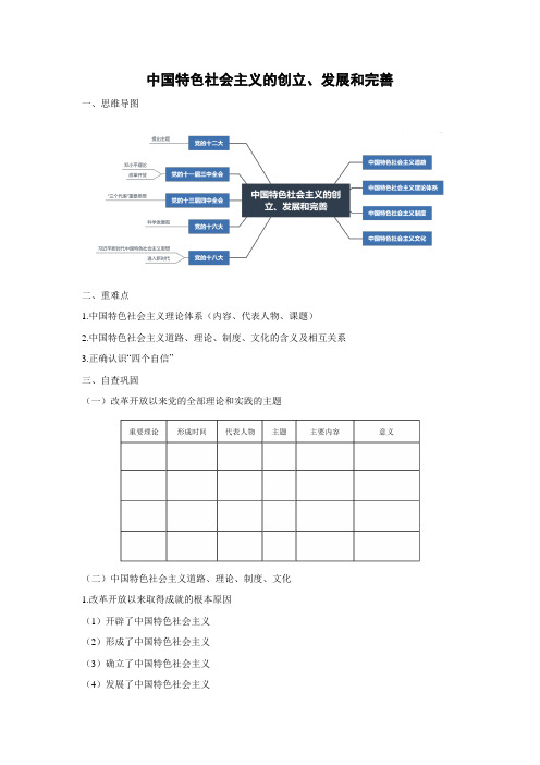 学案6：3.2 中国特色社会主义的创立、发展和完善