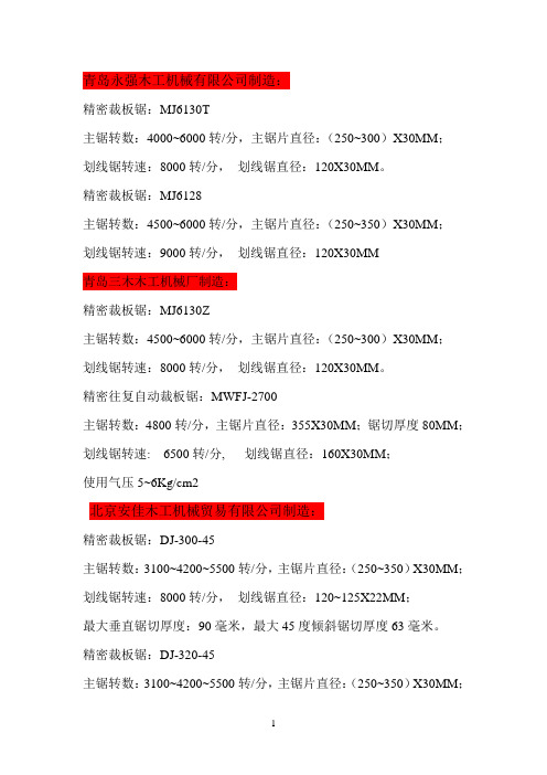木工、铝材锯机参数