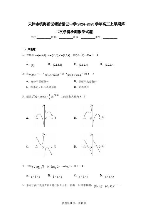 天津市滨海新区塘沽紫云中学2024-2025学年高三上学期第二次学情检测数学试题