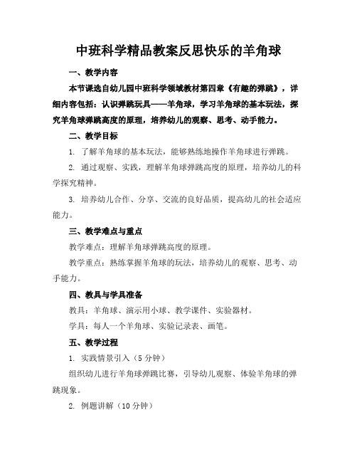 中班科学精品教案反思快乐的羊角球