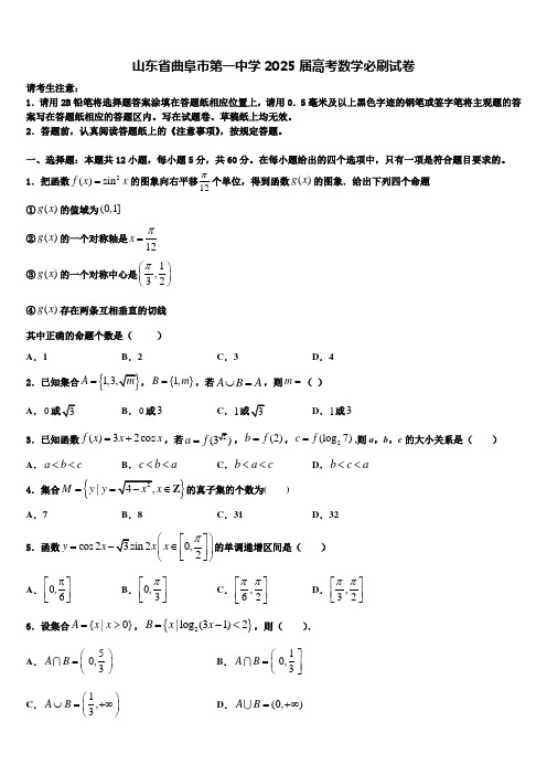 山东省曲阜市第一中学2025届高考数学必刷试卷含解析