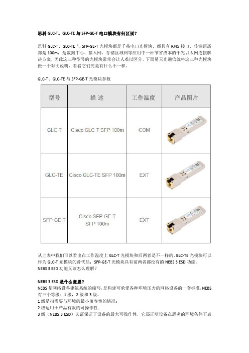 思科GLC-T、GLC-TE与SFP-GE-T电口模块有何区别？