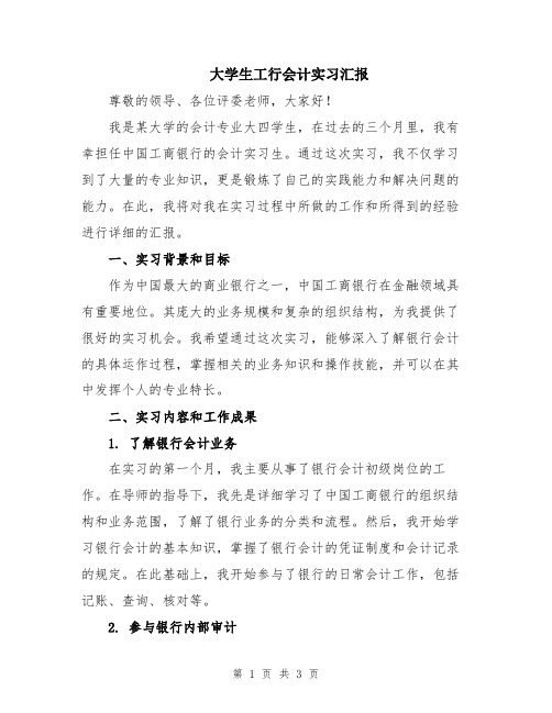 大学生工行会计实习汇报