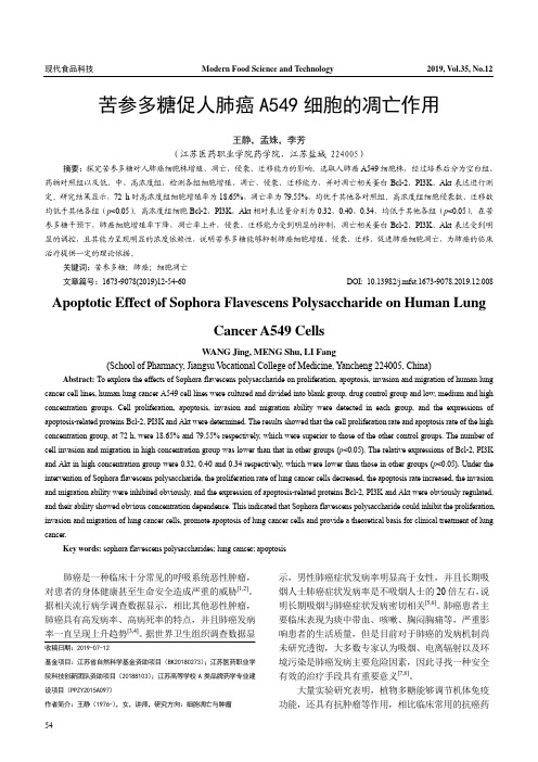 苦参多糖促人肺癌a549细胞的凋亡作用