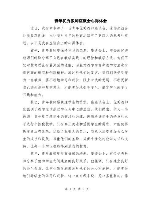 青年优秀教师座谈会心得体会