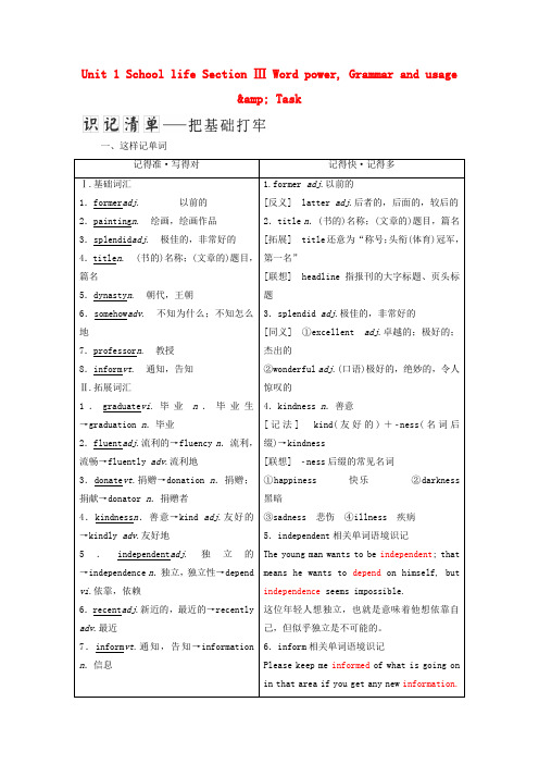 2017-2018学年高中英语 Unit 1 School life Section Ⅲ Word
