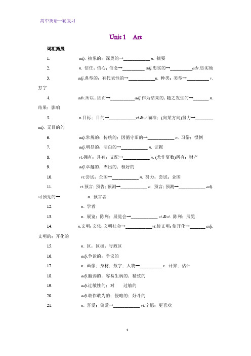 高考英语一轮复习学案16：Unit 1 Art精品学案