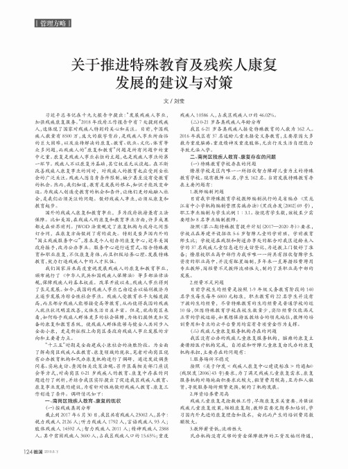 关于推进特殊教育及残疾人康复发展的建议与对策