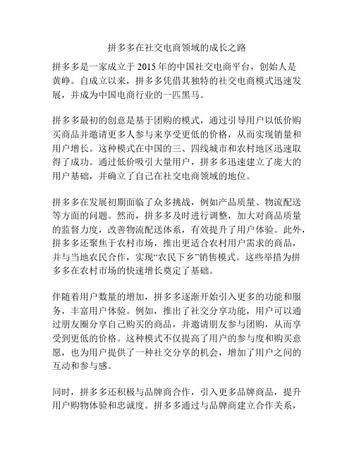 拼多多在社交电商领域的成长之路