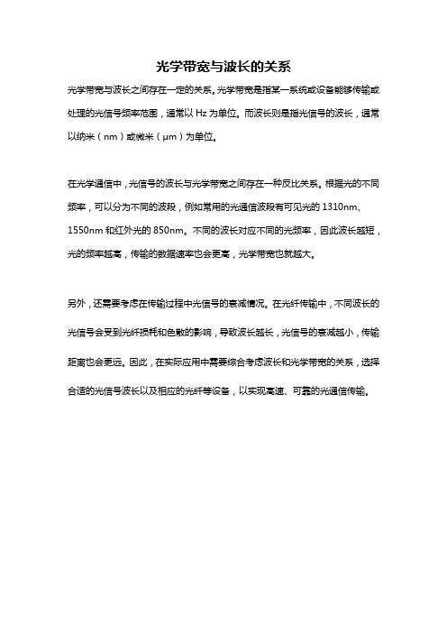 光学带宽与波长的关系