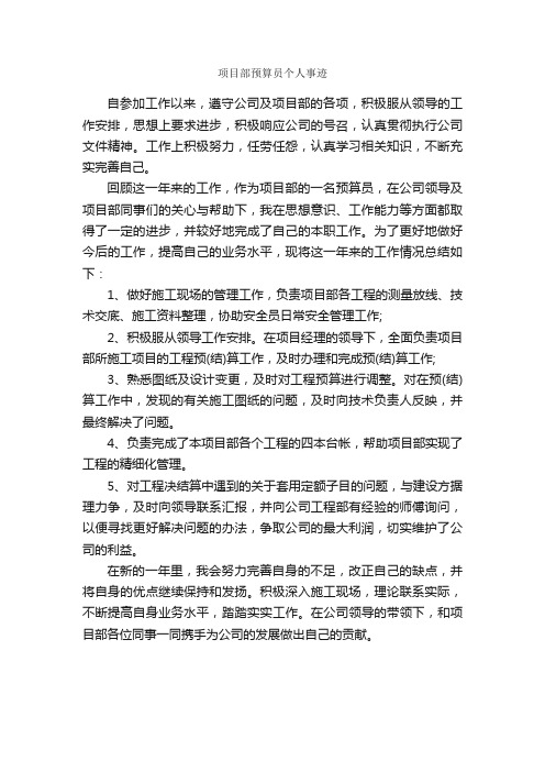 项目部预算员个人事迹_事迹材料_