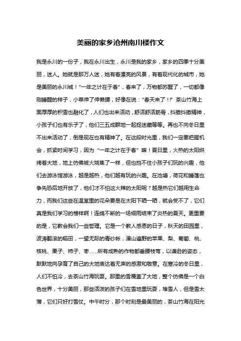 美丽的家乡沧州南川楼作文