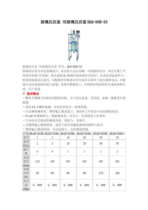 玻璃反应釜双玻璃反应釜HADDGR20