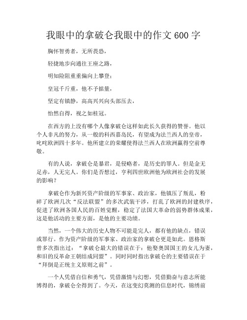 我眼中的拿破仑我眼中的作文600字