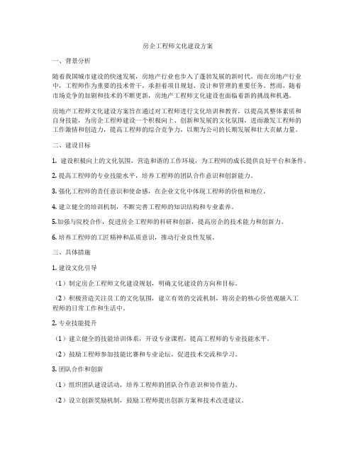 房企工程师文化建设方案