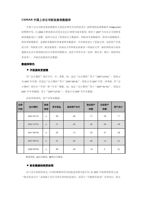 CSMAR中国上市公司财务报表数据库