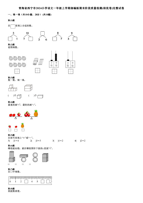 青海省西宁市2024小学语文一年级上学期部编版期末阶段质量检测(培优卷)完整试卷