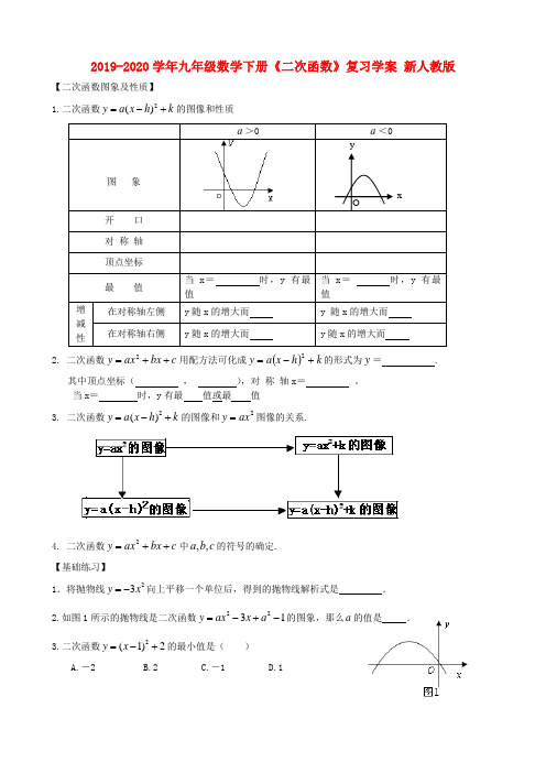 2019-2020学年九年级数学下册《二次函数》复习学案 新人教版.doc