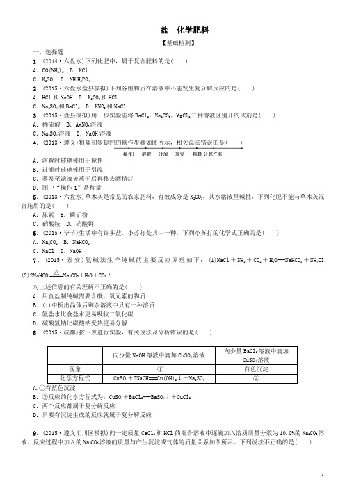 2016年贵州省中考化学专项训练——盐  化学肥料