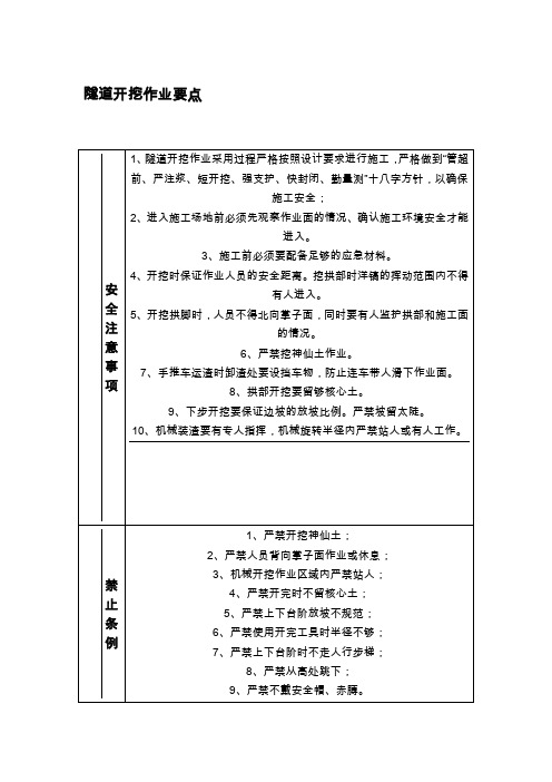 隧道开挖作业要点