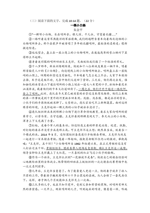 中考语文散文阅读含答案《一棵小白杨》