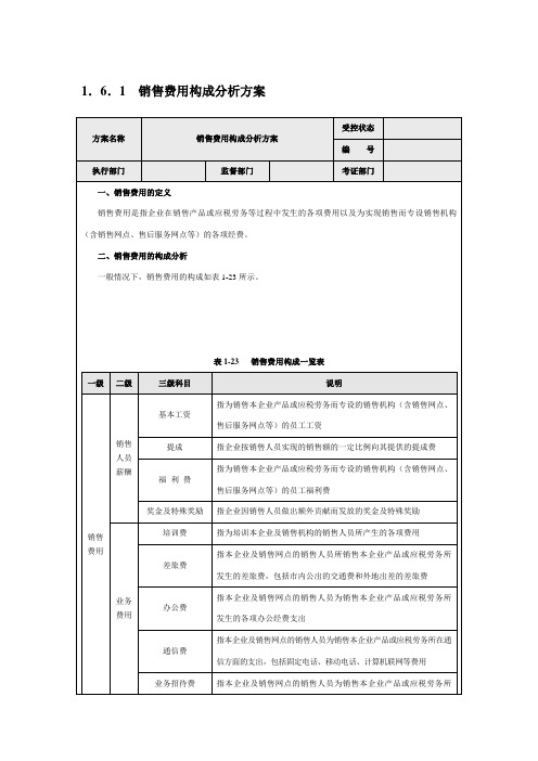 销售费用分析及预算方案